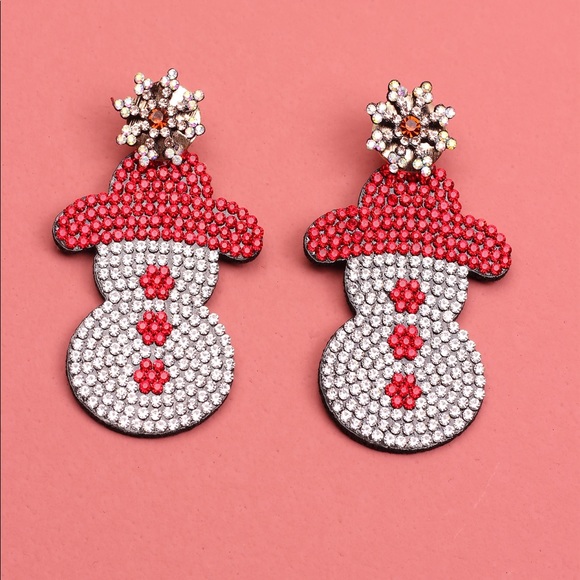 Rhinestone Snowman Snowflake Earrings—2 pairs left - Picture 2 of 4